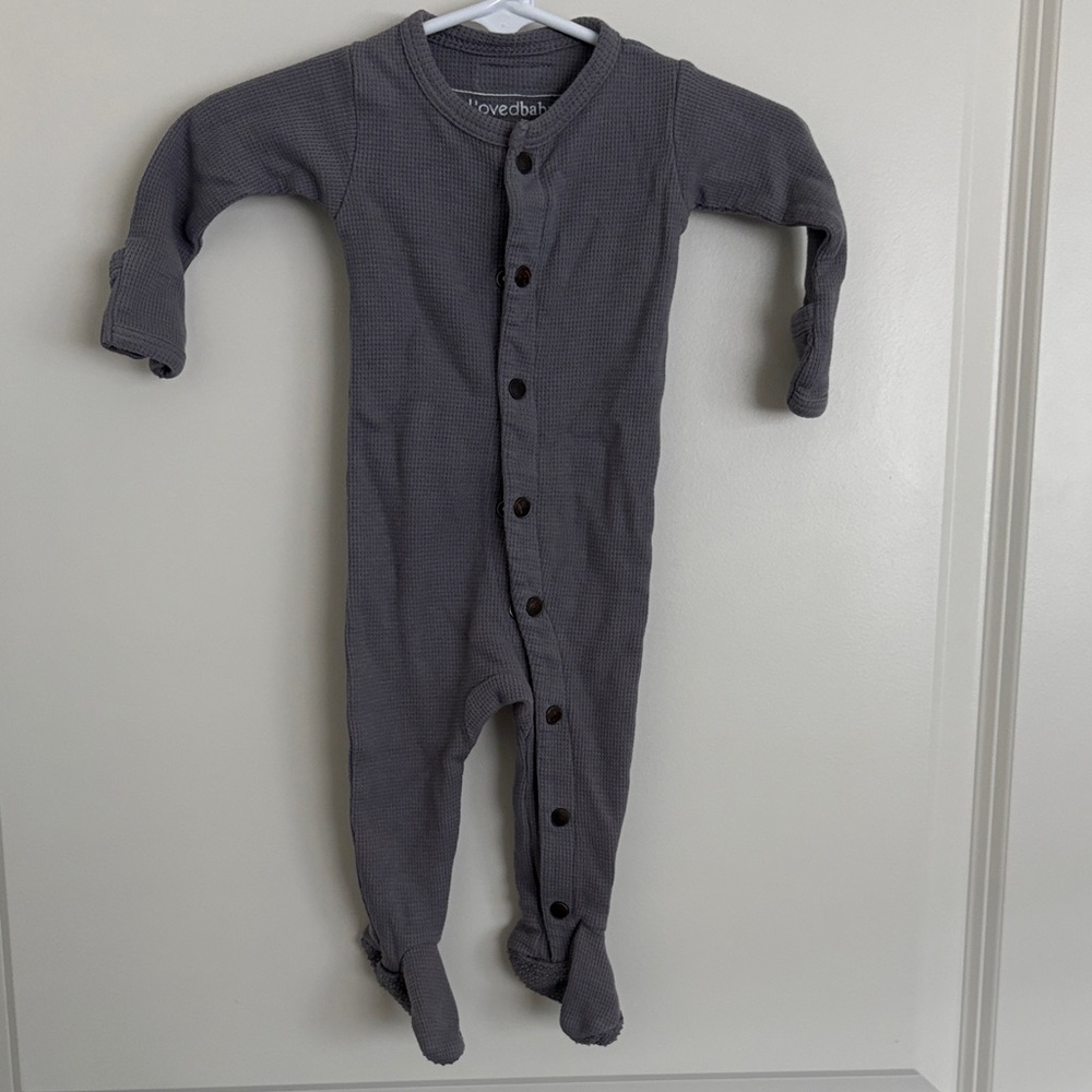 L'ovedbaby Charcoal Gray Waffle Footed One-Piece
